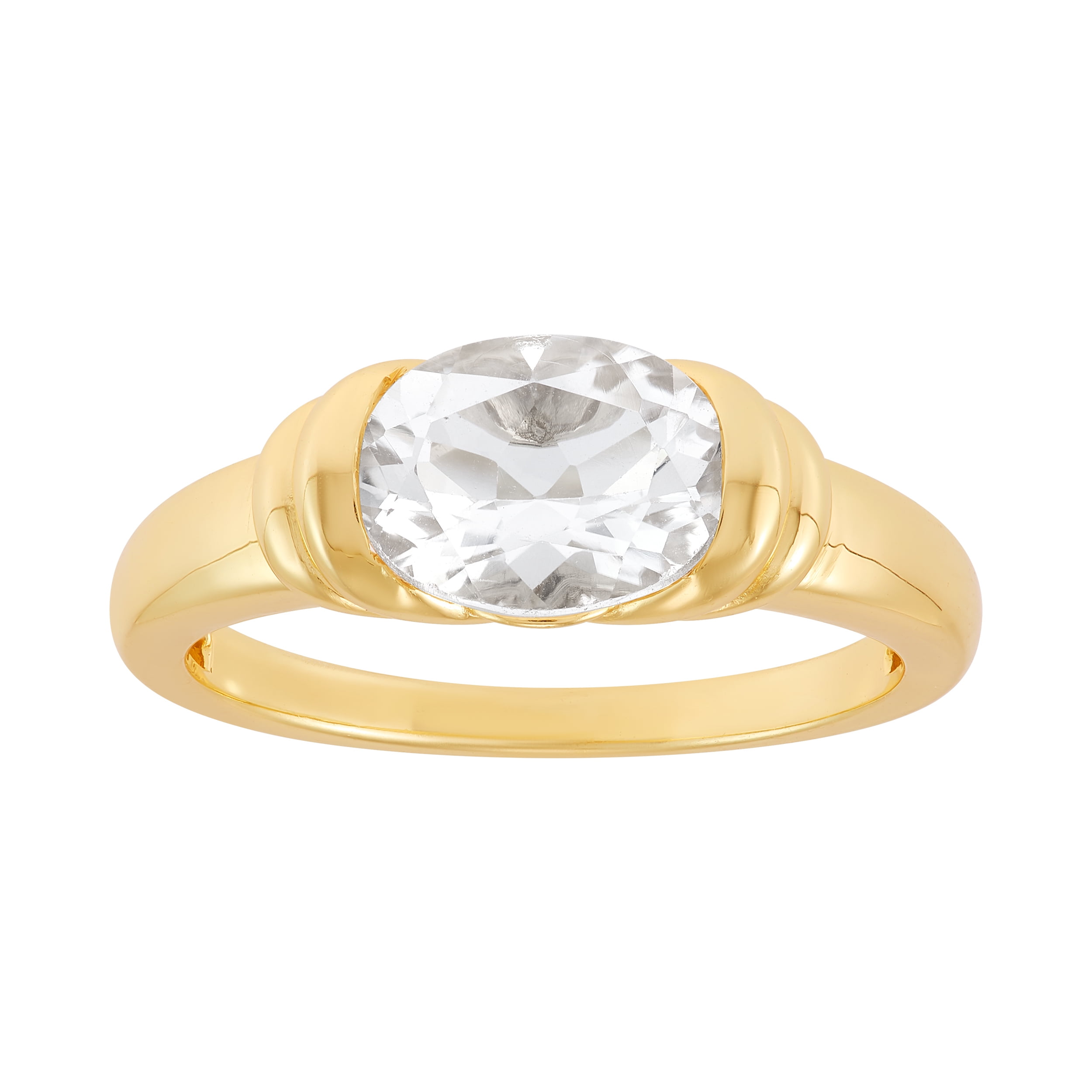 BRILLIANCE FINE JEWELRY Oval White Topaz Ring in Sterling Silver and 14KT Gold Plate