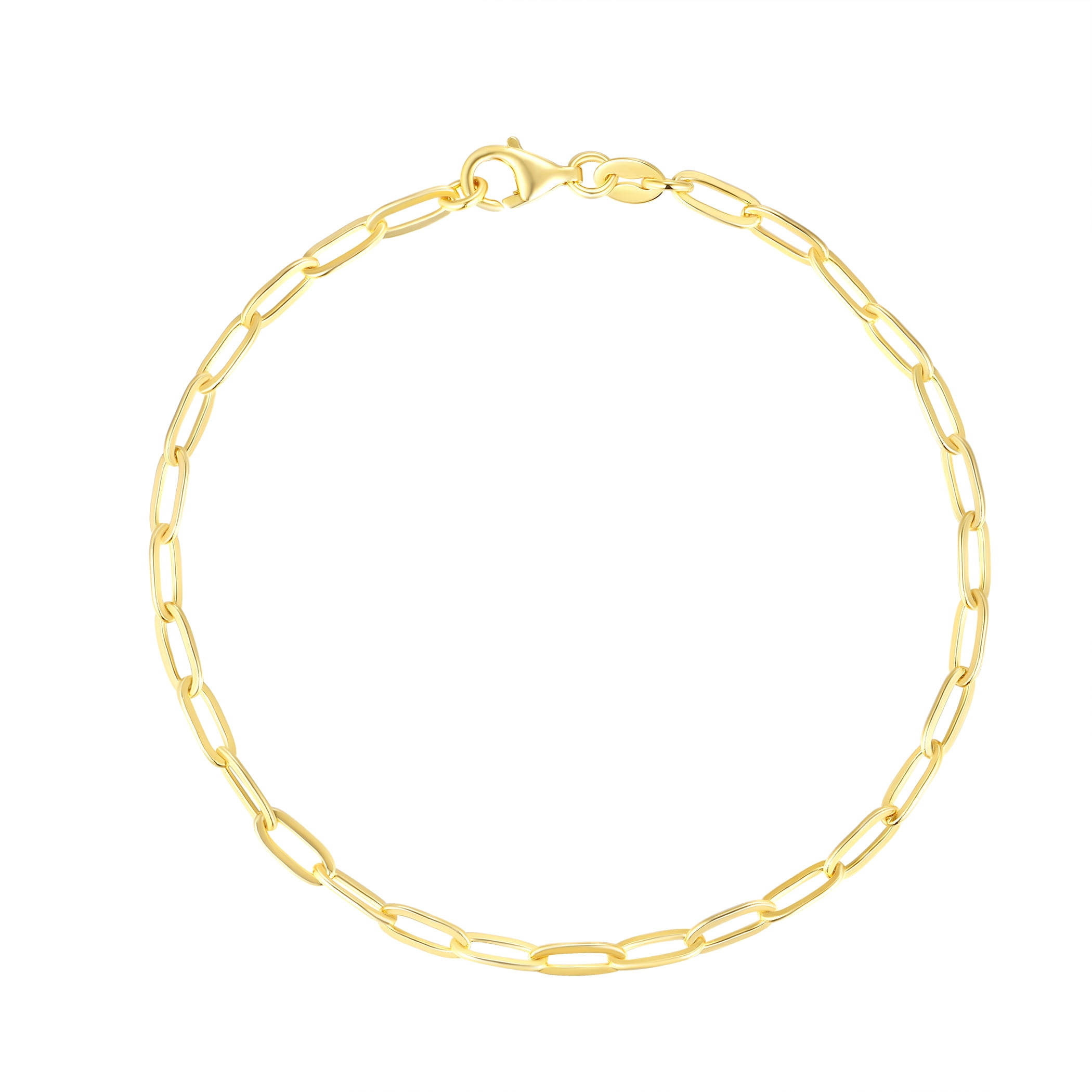 Brilliance Fine Jewelry Paperclip Bracelet for Charms in 14Kt Gold Plated Sterling Silver