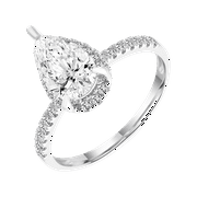 BRILLIANCE FINE JEWELRY Pear 1.5 Carat Lab Grown Diamond Halo Bridal Ring in Sterling Silver
