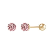 BRILLIANCE FINE JEWELRY Pink Crystals 4.8MM Studs Earrings in 10K Yellow Gold