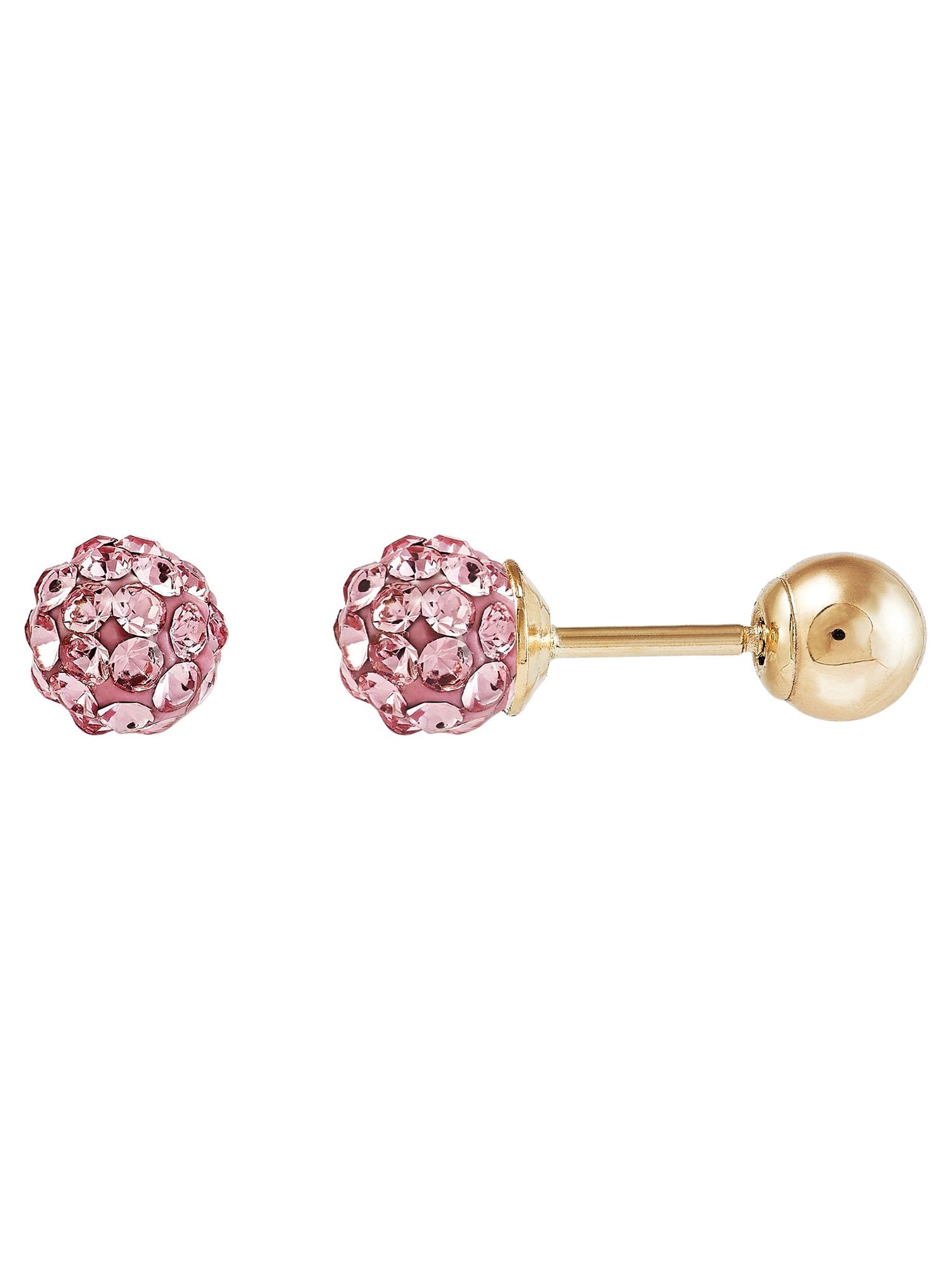Brilliance Fine Jewelry Pink Crystals 4.8MM Studs Earrings in 10K Yellow Gold - image 1 of 10