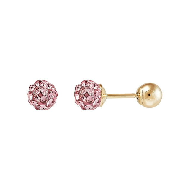 Brilliance Fine Jewelry Pink Crystals 4.8MM Studs Earrings in 10K Yellow Gold
