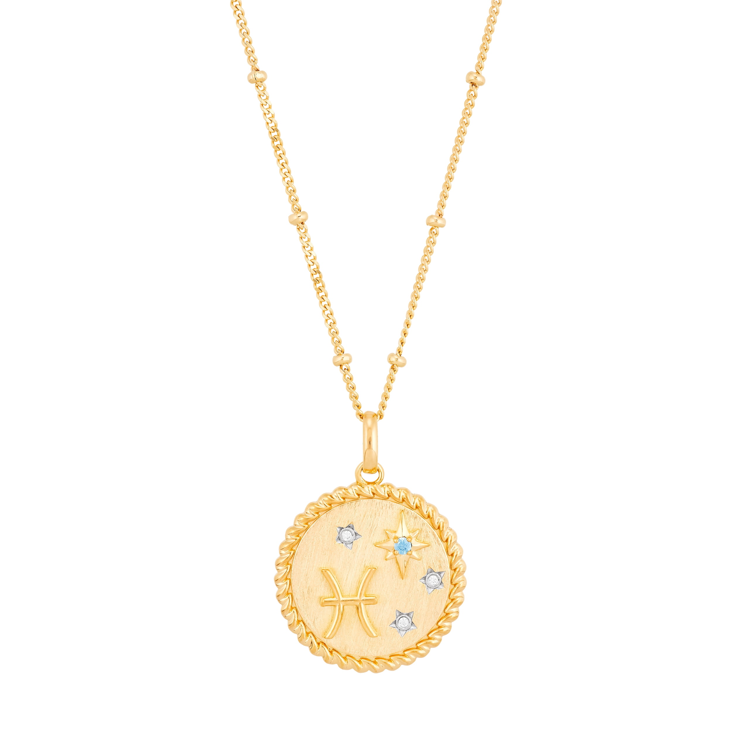 Brilliance Fine Jewelry Pisces Symbol Pendant in Sterling Silver and 14K Gold Plate,20"