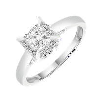 Brilliance Fine Jewelry Princess 1 Carat Lab Grown Diamond Halo Bridal Ring in Sterling Silver