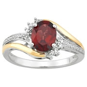 BRILLIANCE FINE JEWELRY Red Garnet Diamond Accent Ring in Sterling Silver and 10K Yellow Gold