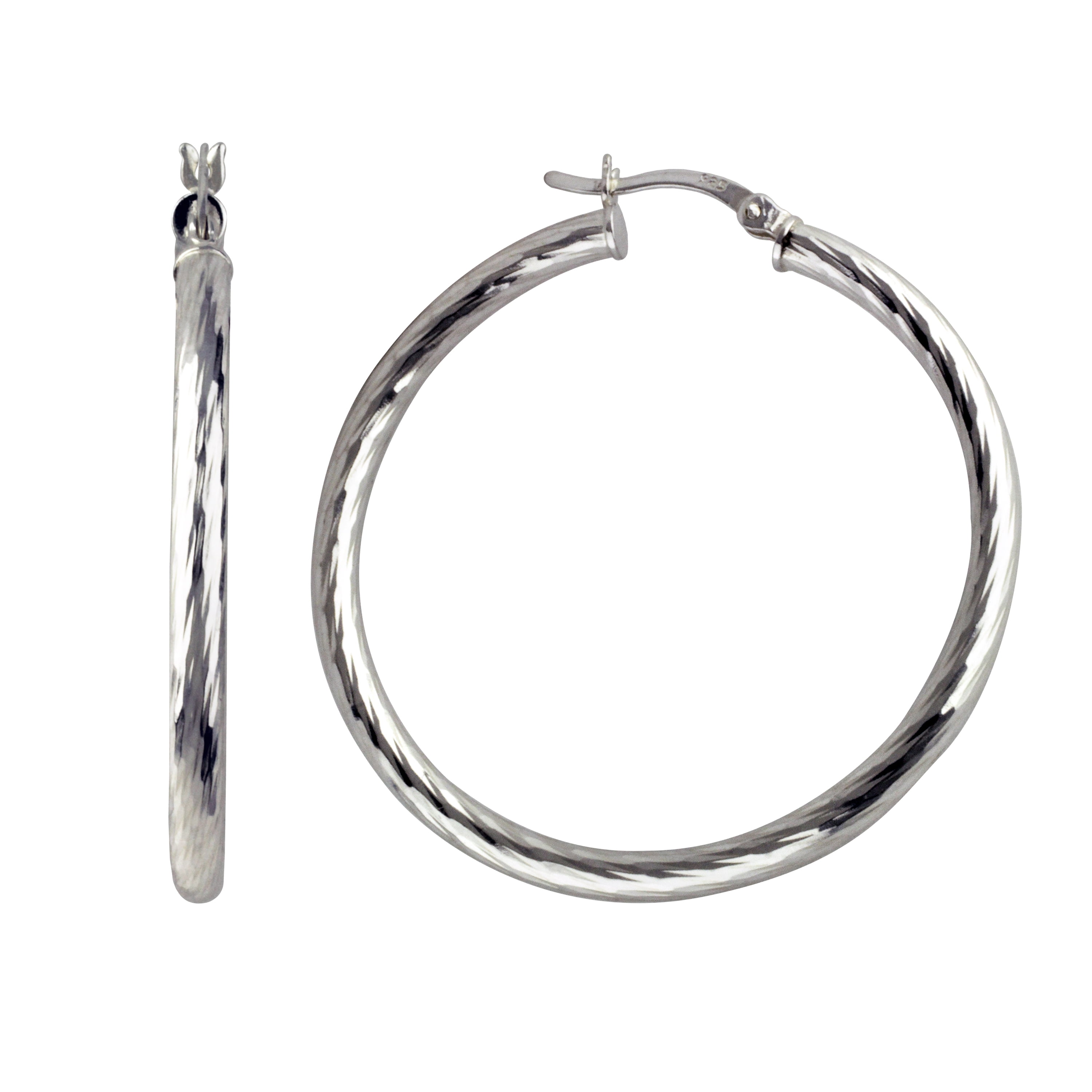 ☆TATIANA☆ Silver 925 volume rope hoop earrings EC3101 Brilliance Fine Jewelry Rope Twist Hoop Earrings in Sterling