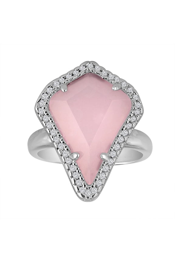 Brilliance Fine Jewelry Rose Quartz Fine Silver-Tone Kite-Shape Fashion Ring