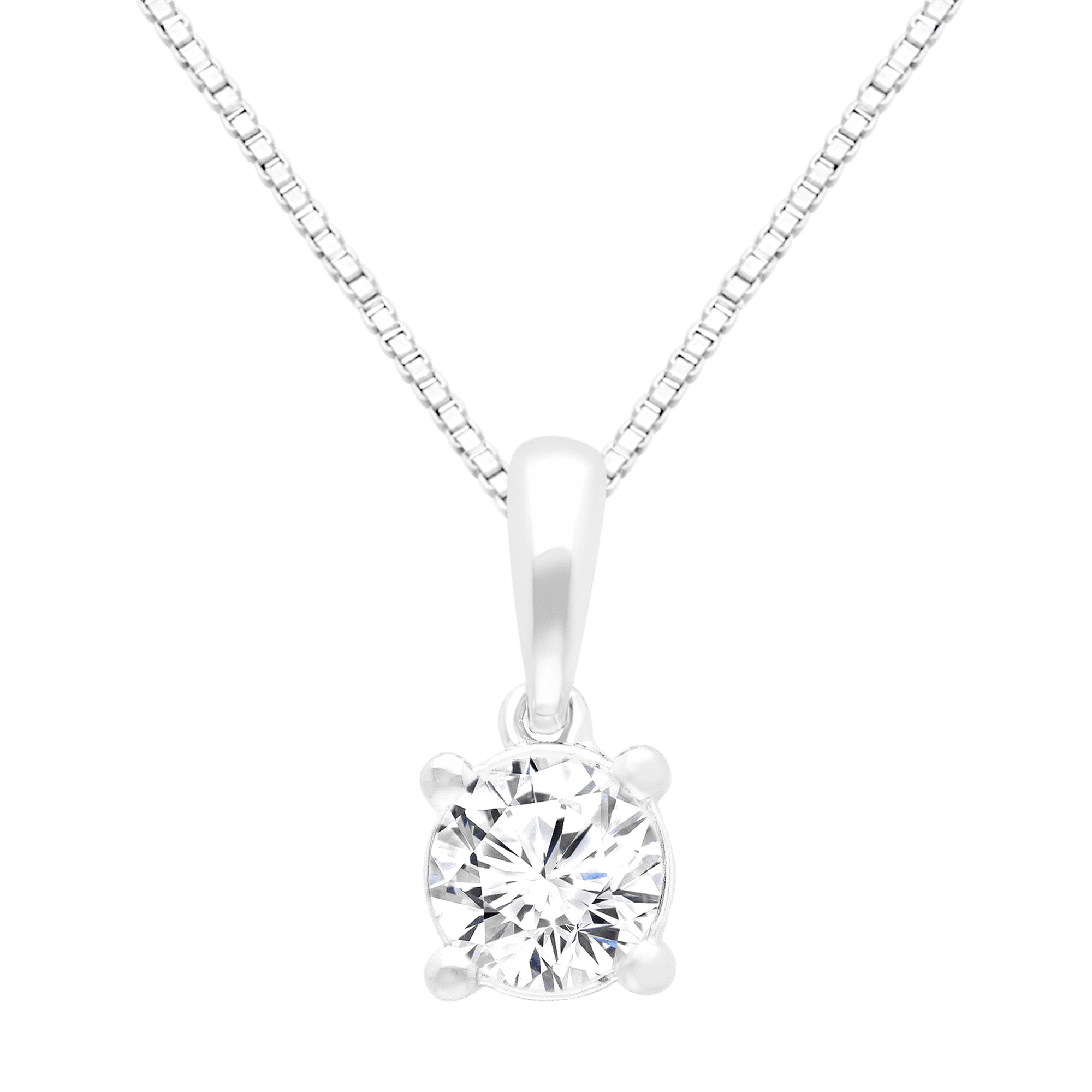 BRILLIANCE FINE JEWELRY Round 1/2 Carat Lab Grown Diamond Solitaire Pendant Necklace in Sterling Silver