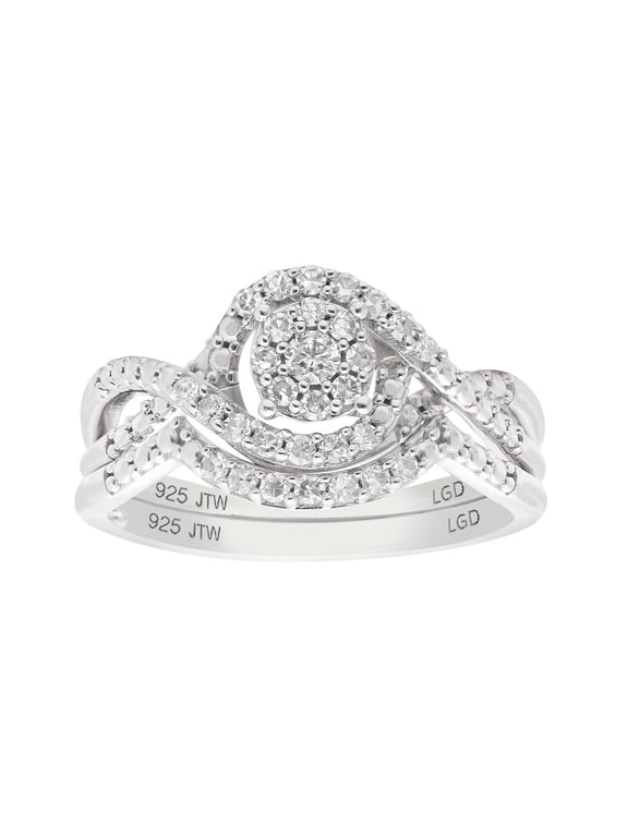 Round 1/3 Carat Lab Grown Diamond Bridal Ring Set in Sterling Silver