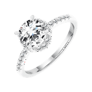 BRILLIANCE FINE JEWELRY Round 1.5 Carat Lab Grown Diamond Halo Bridal Ring in Sterling Silver
