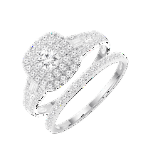 Brilliance Fine Jewelry Round 1 Carat Lab Grown Diamond Halo Bridal Ring Set in Sterling Silver