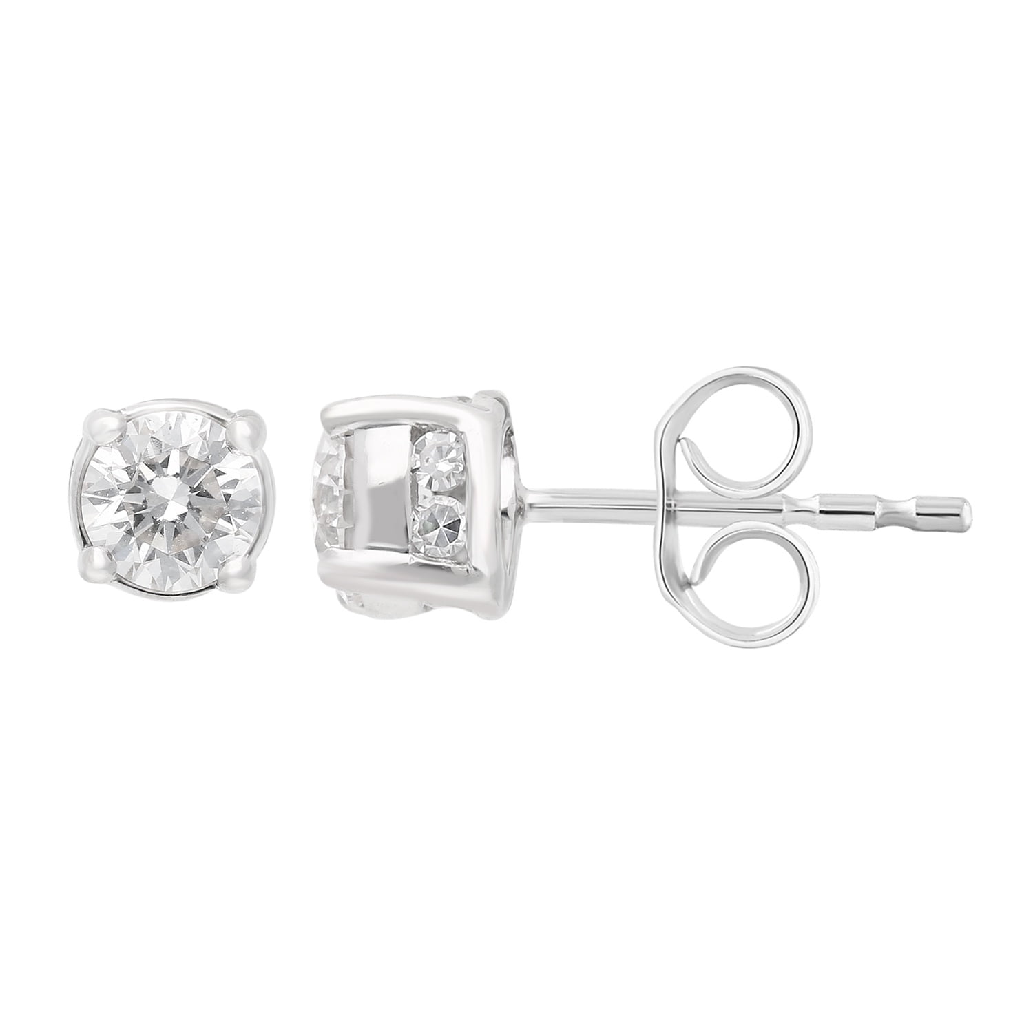 BRILLIANCE FINE JEWELRY Round 1 Carat Lab Grown Diamond Solitaire Plus Stud Earring in Sterling Silver