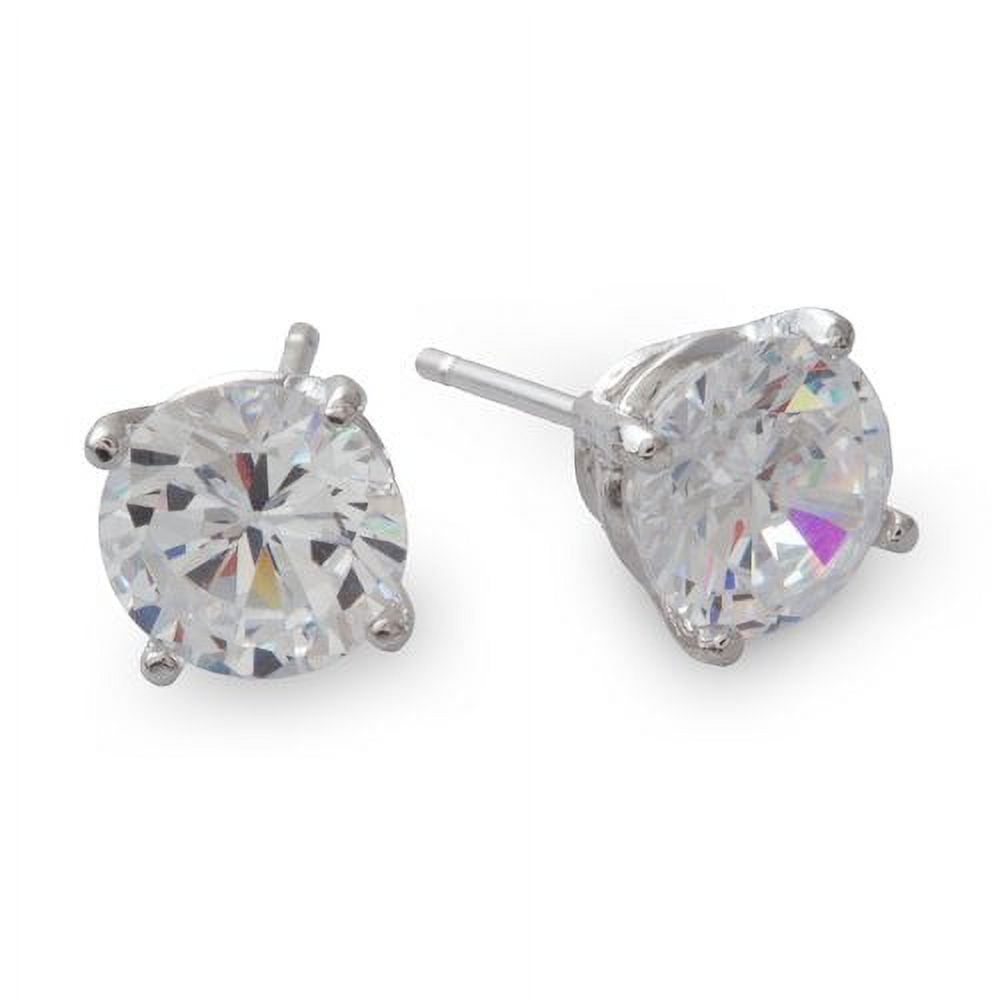 Brilliance Fine Jewelry Round CZ 10kt White Gold Stud Earrings, 8mm
