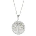 thumbnail image 1 of Brilliance Fine Jewelry Round Mother of Pearl and Crystal Accented Family Tree Pendant in Sterling Silver, 18", 1 of 4