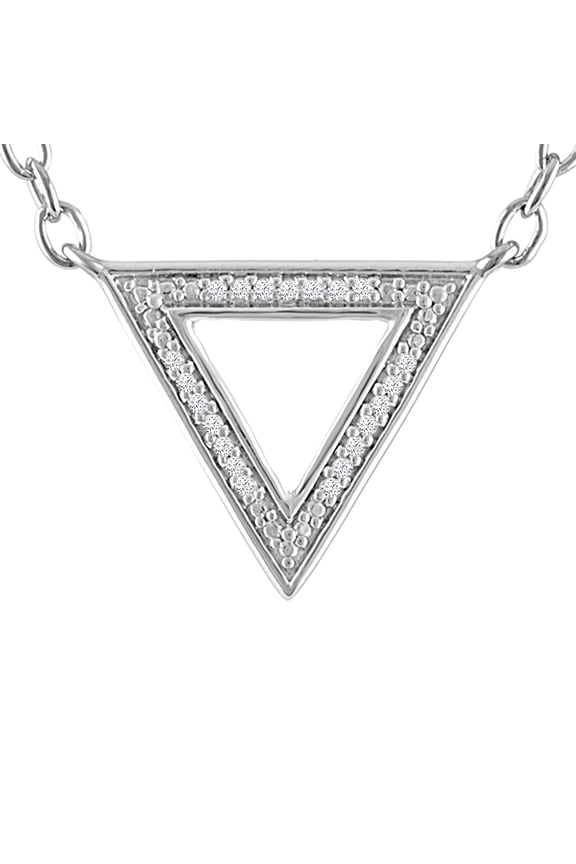 Ladies Brilliance Fine Jewelry Diamond Accent Triangle Necklace in Sterling Silver