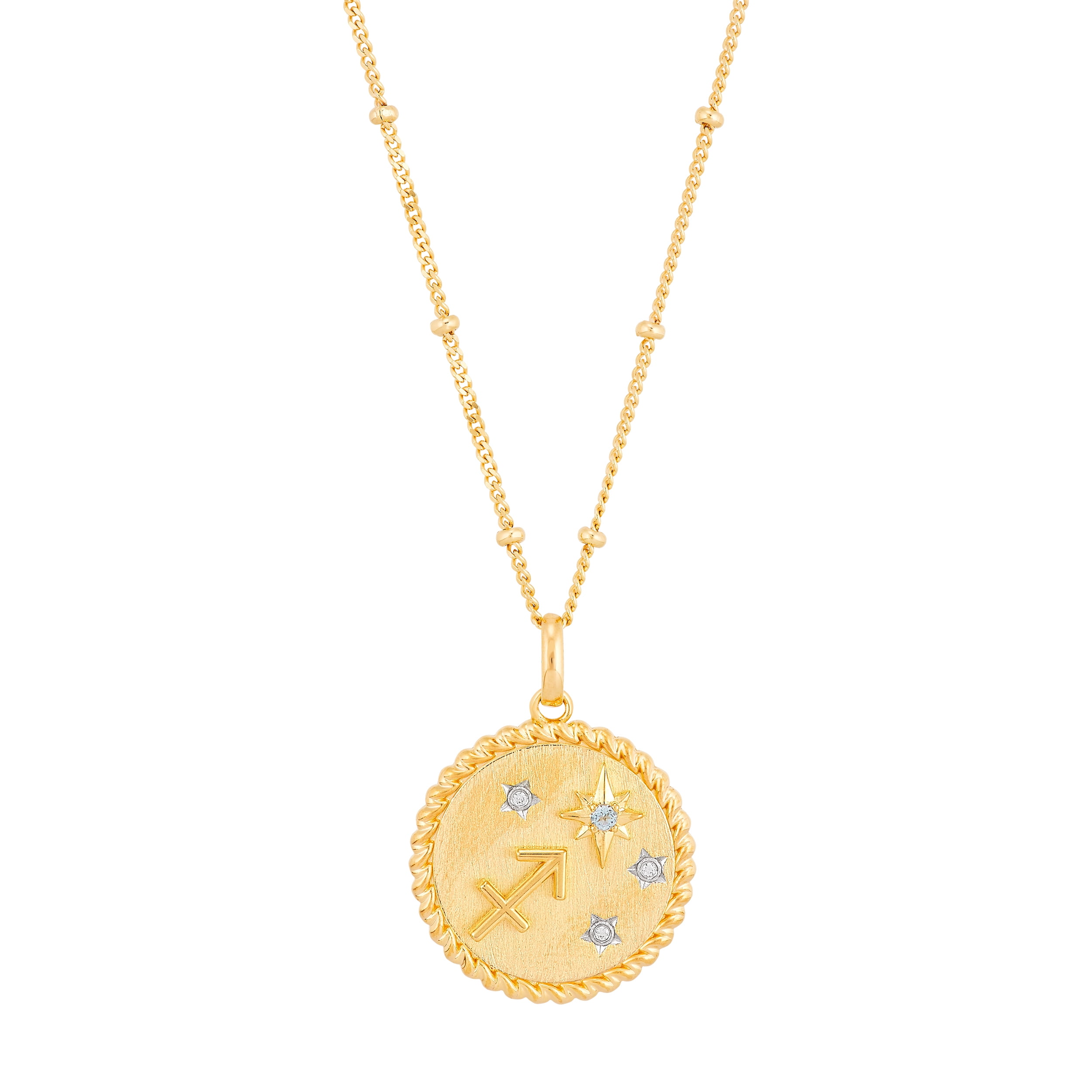 Brilliance Fine Jewelry Sagittarius Symbol Pendant in Sterling Silver and 14K Gold Plate,20"