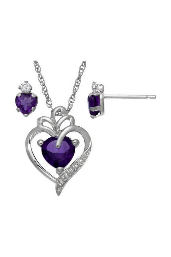 Simulated Amethyst and Cubic Zirconia Set in Sterling Silver