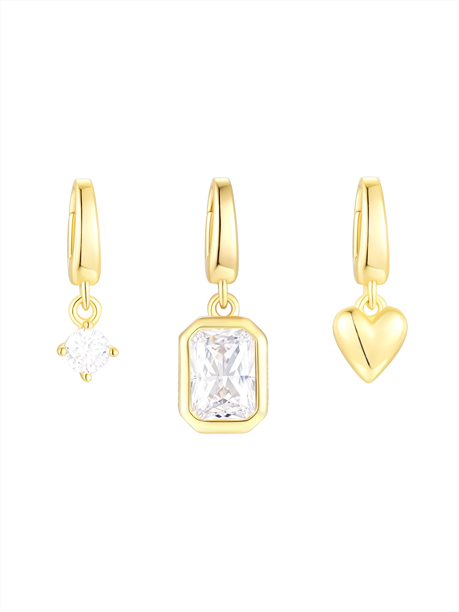Brilliance Fine Jewelry Simulated Diamond Charm Set in 14KT Gold Plated Sterling Silver