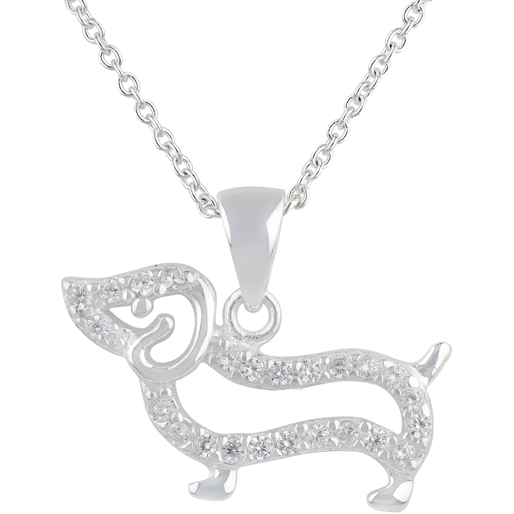 Brilliance Fine Jewelry Simulated Diamond Sterling Silver Dog Pendant