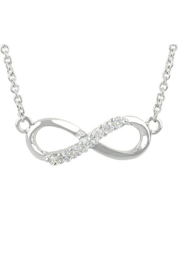 Simulated Diamond Sterling Silver Infinity Pendant