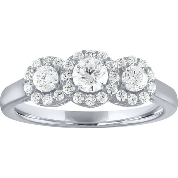 Brilliance Fine Jewelry Simulated Diamond Three Stone Ring in Sterling Silver