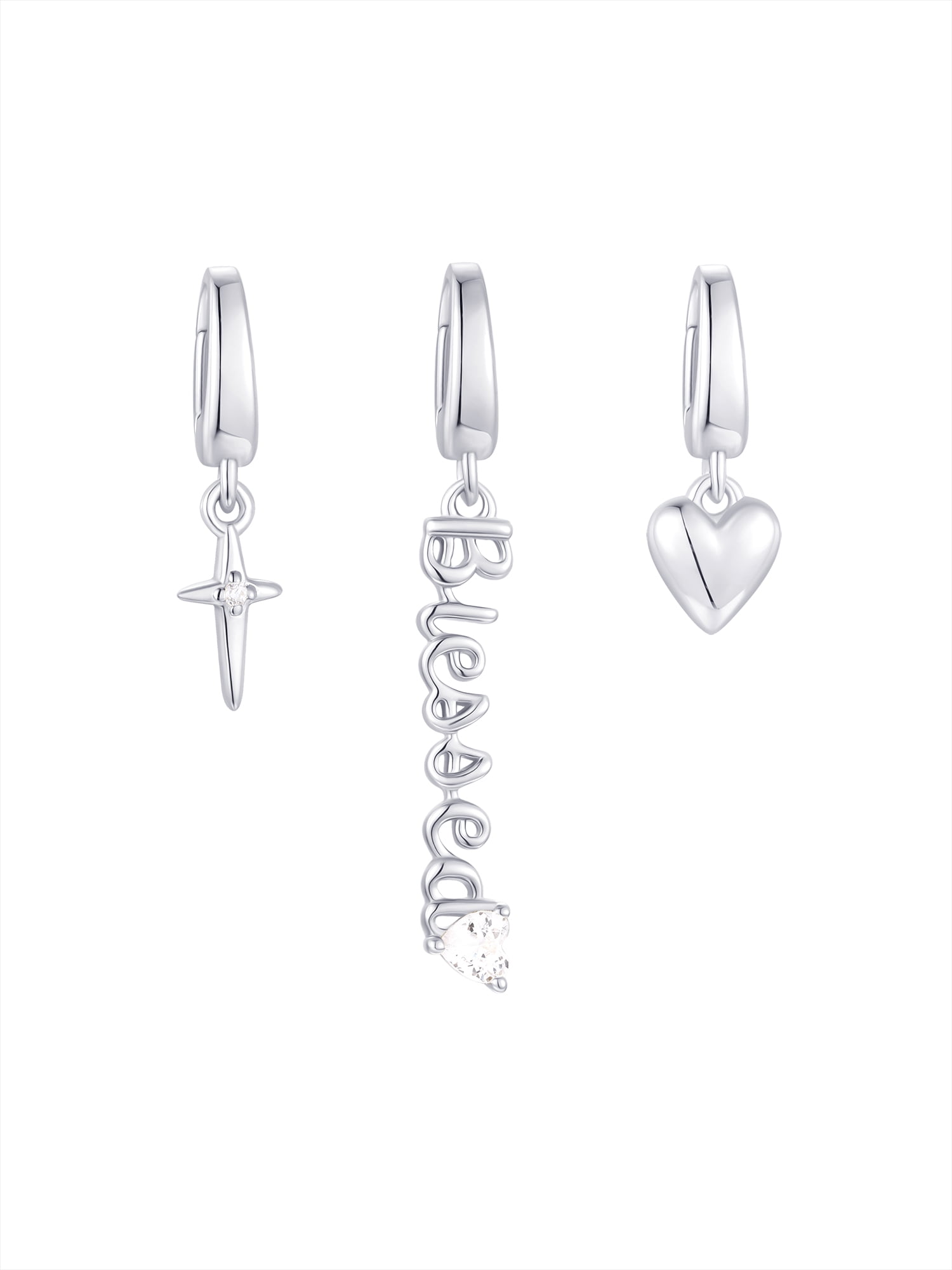 Brilliance Fine Jewelry Simulated Diamonds Blessed Charm Set in Sterling Silver