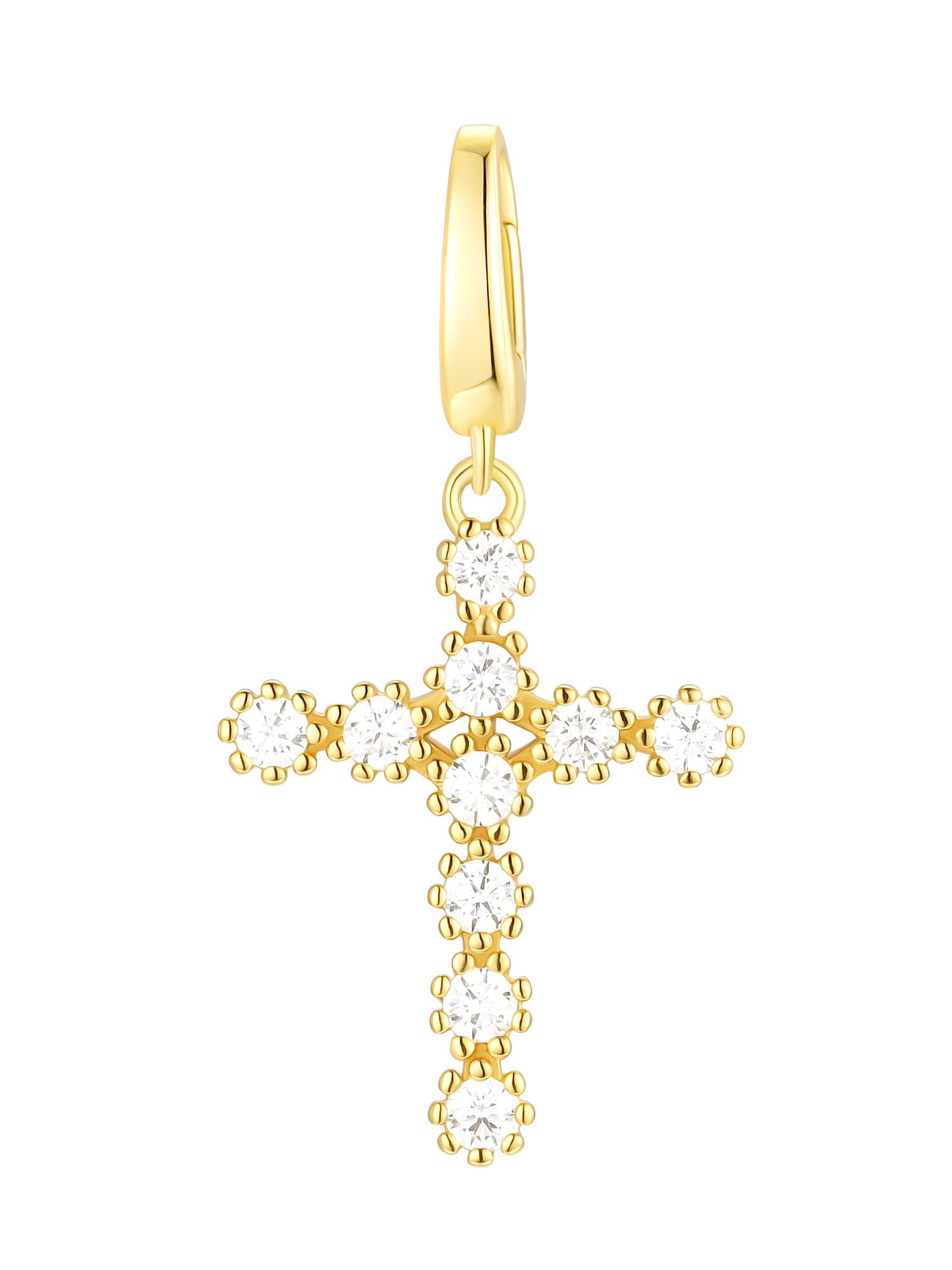 Brilliance Fine Jewelry Simulated Diamonds Cross Charm in 14KT Gold Plated Sterling Silver