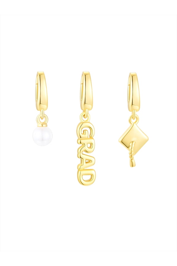 Simulated Diamonds Graduate Charm Set in 14KT Gold Plated Sterling Silver