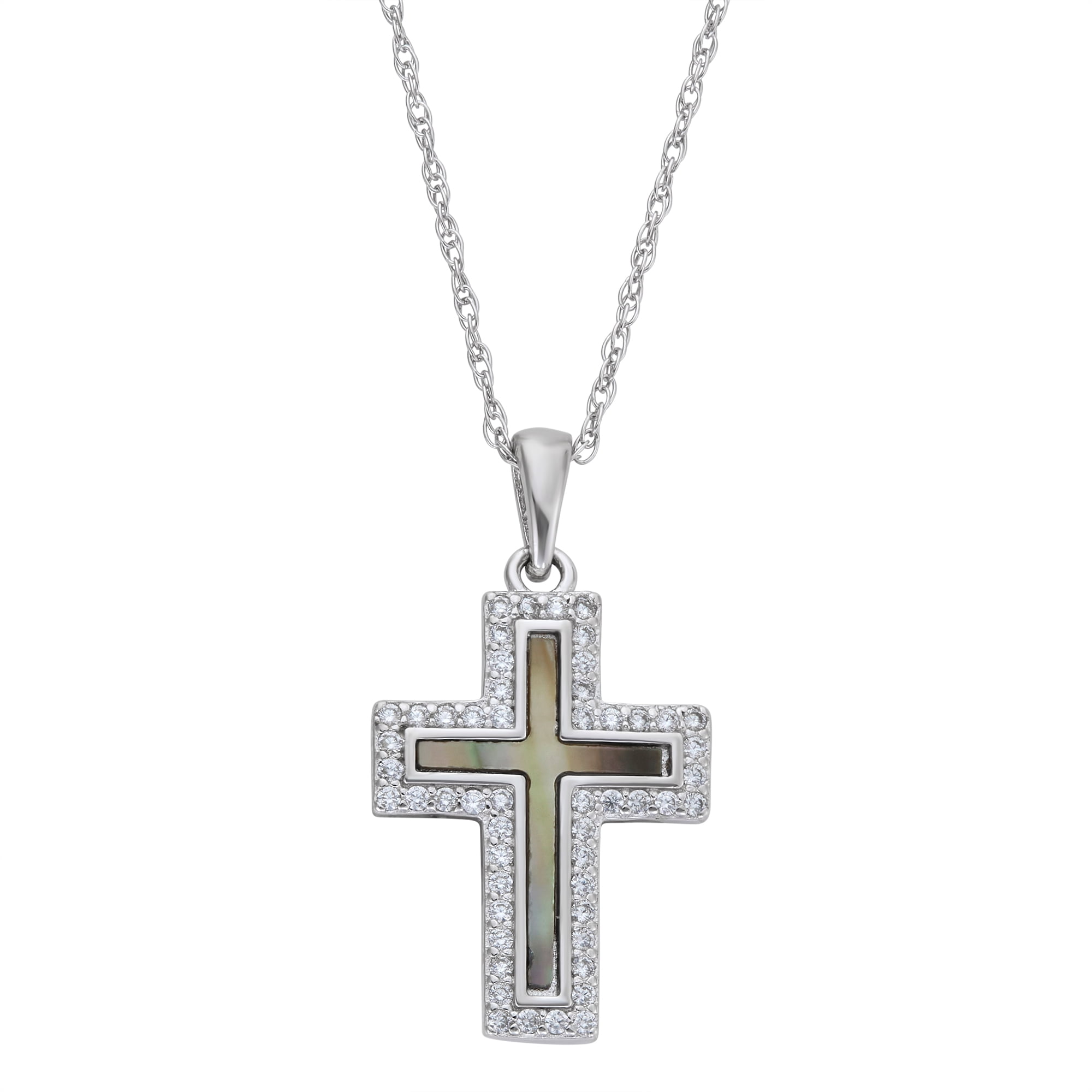 Brilliance Fine Jewelry Simulated Diamonds & Mother of Pearl Cross
