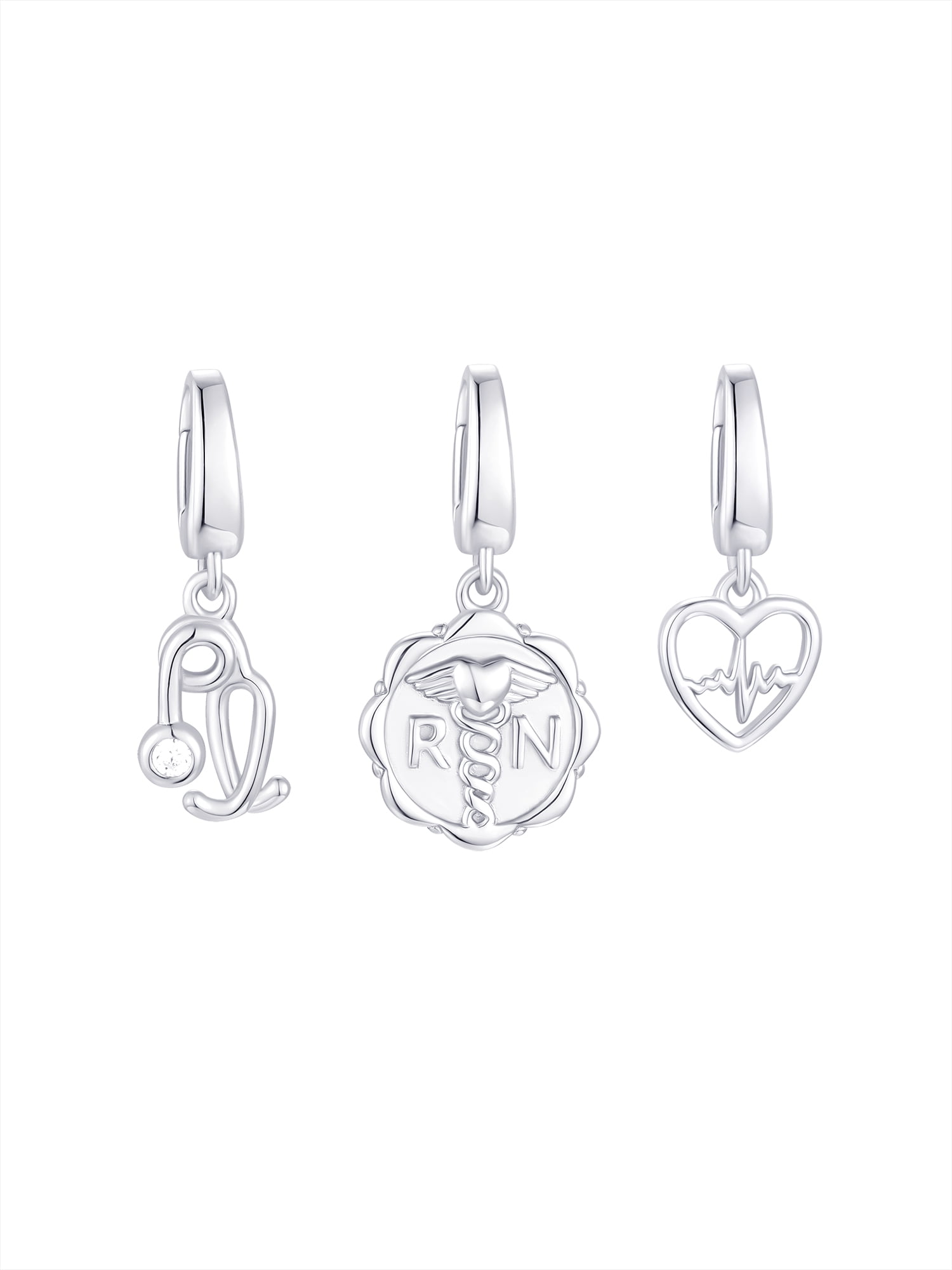 Brilliance Fine Jewelry Simulated Diamonds Nurse Charm Set in Sterling Silver