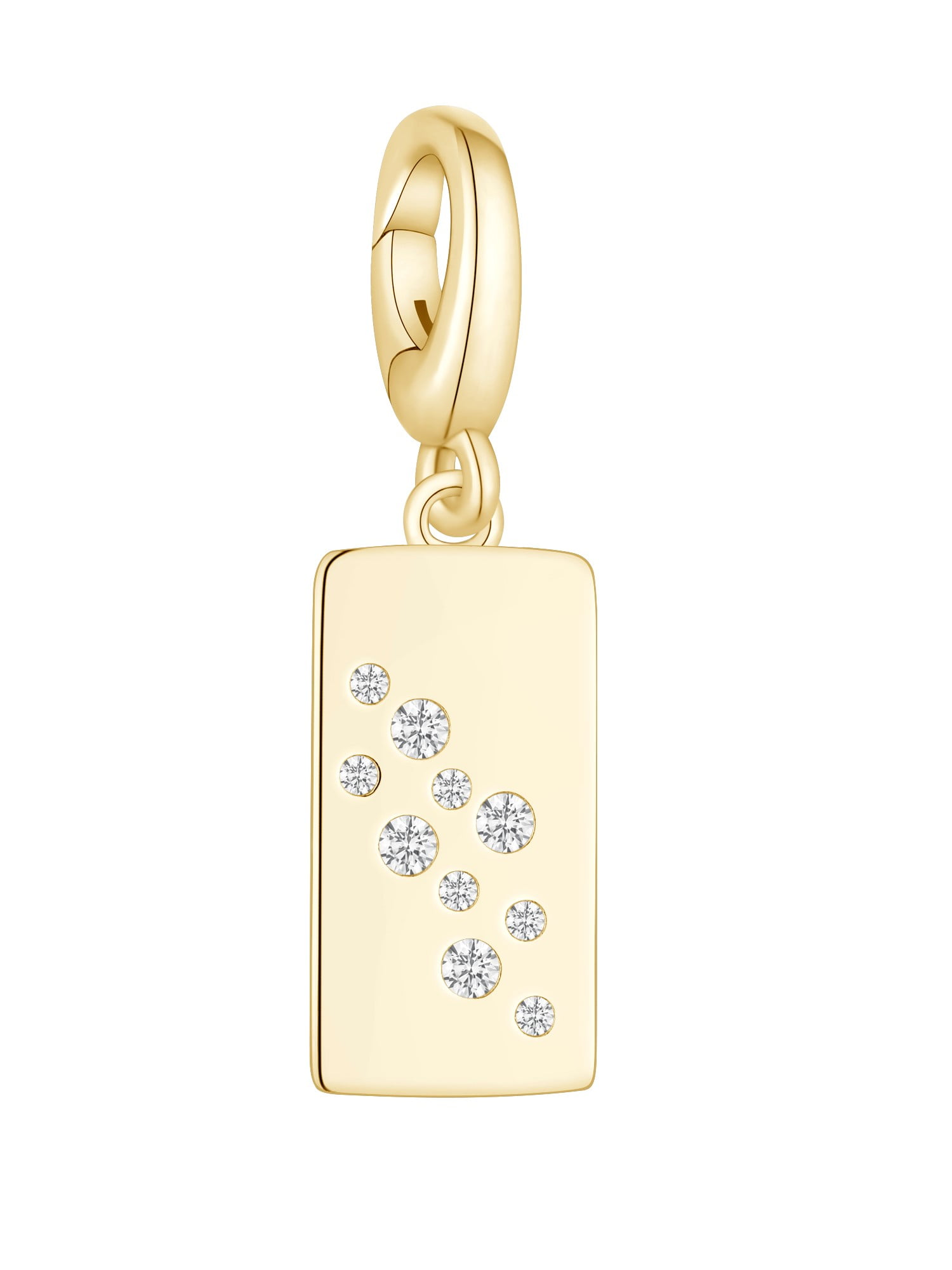Brilliance Fine Jewelry Simulated Diamonds Rectangle Charm in 14KT Gold Plated Sterling Silver