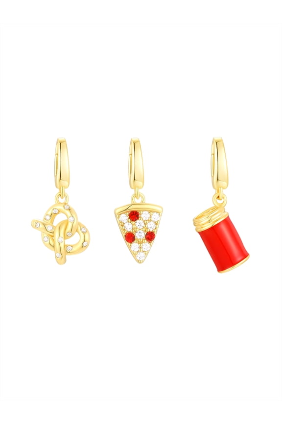 Simulated Diamonds Snacks Charm Set in 14KT Gold Plated Sterling Silver