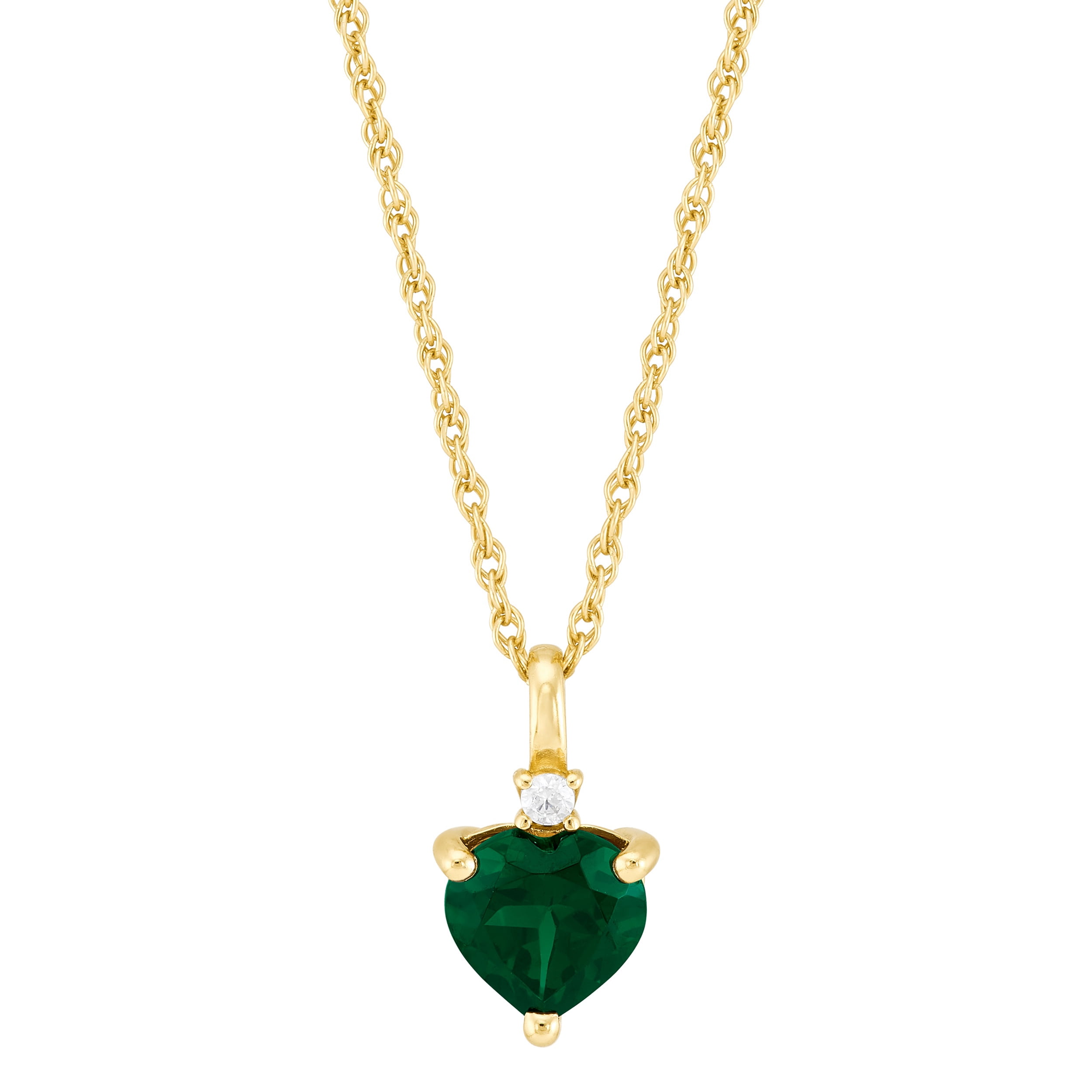 Brilliance Fine Jewelry Simulated Emerald Heart Pendant in 14KT Gold Plated Sterling Silver