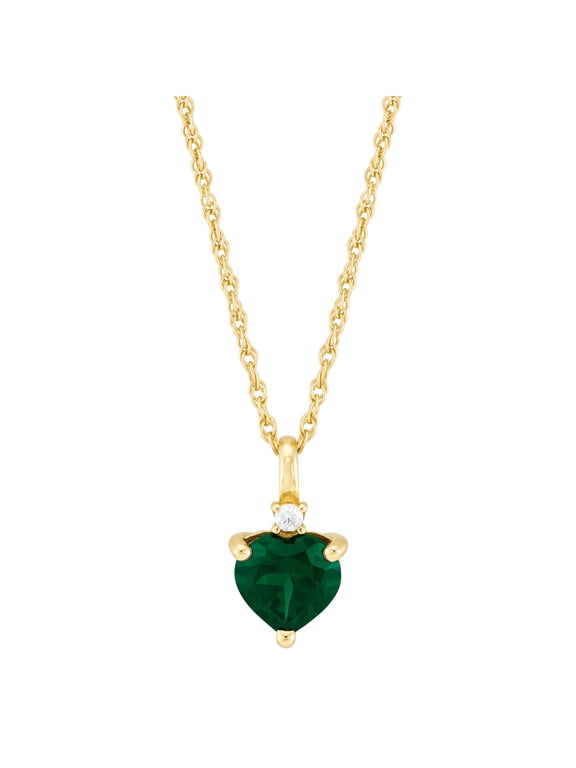 Simulated Emerald Heart Pendant in 14KT Gold Plated Sterling Silver
