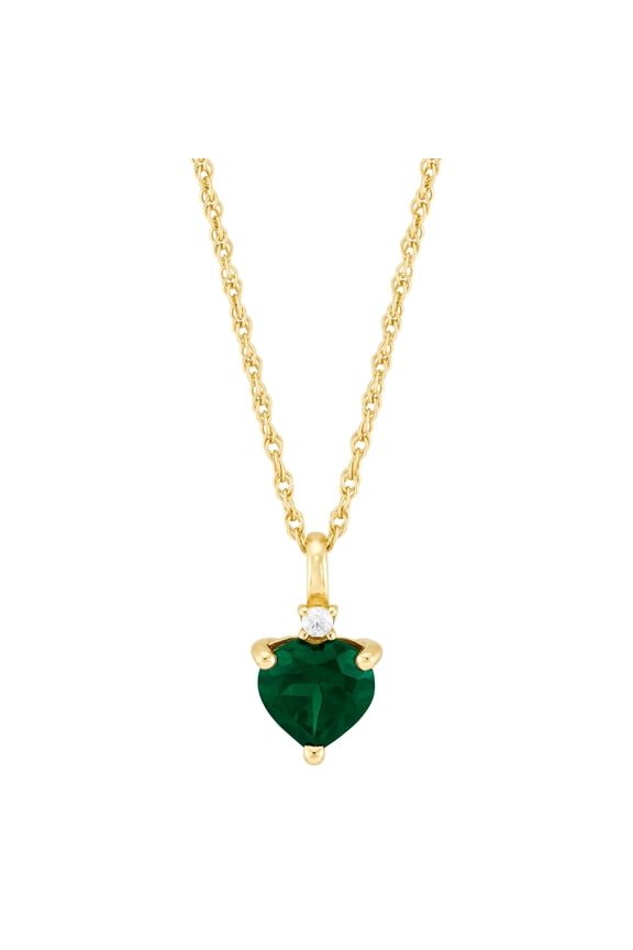 Simulated Emerald Heart Pendant in 14KT Gold Plated Sterling Silver