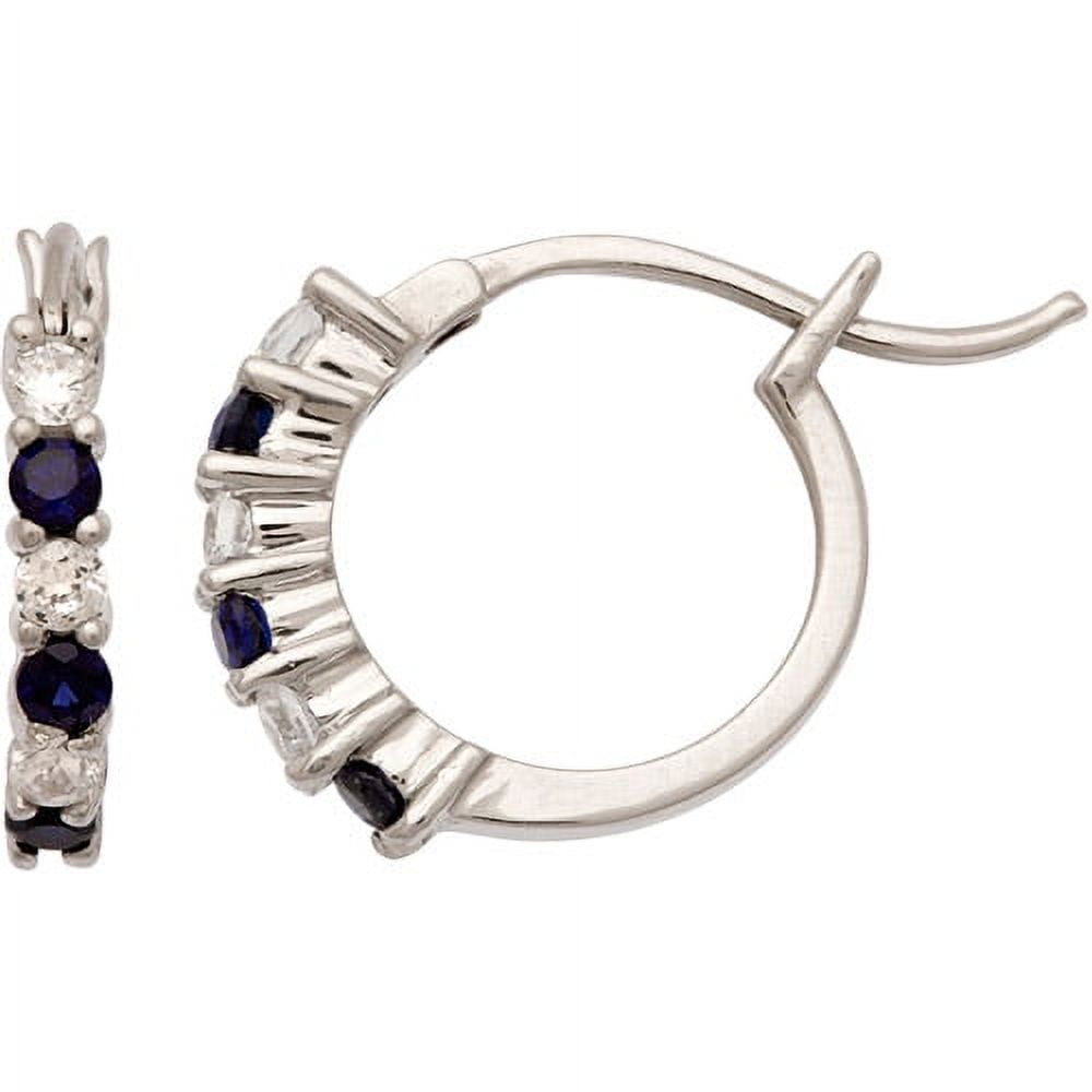 Brilliance Fine Jewelry Simulated Sapphire and Cubic Zirconia Earrings in Sterling Silver Walmart