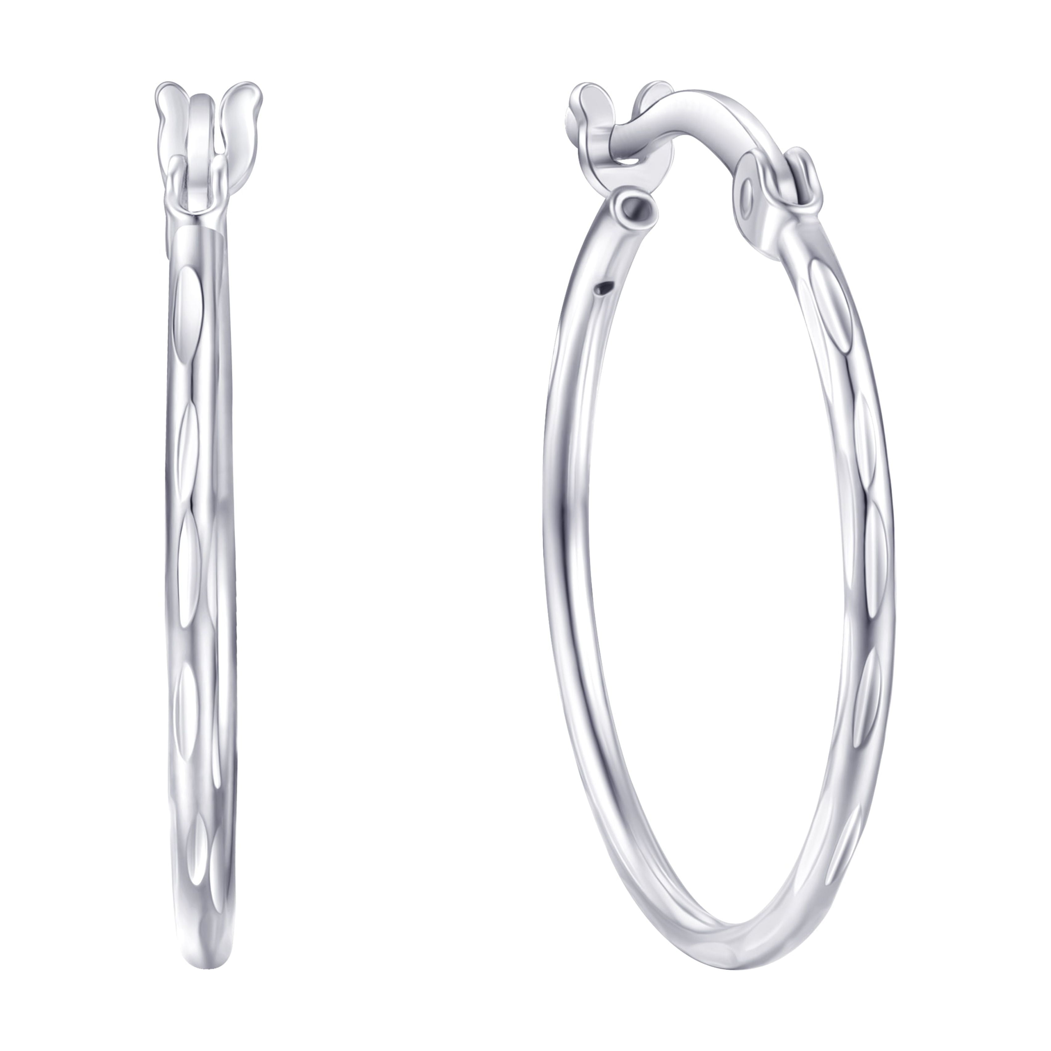 Brilliance Fine Jewelry Slender Click Top Hoops in Sterling Silver 20MM