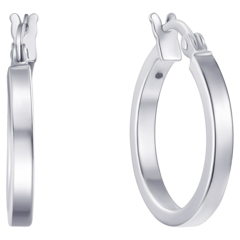 Hoop Earrings 18mm Small Square Tube Sterling Silver Hoop Earrings 18mm Small Square Tube Sterling Silver