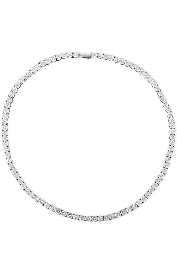 Mens Stainless Steel CZ 7 mm Necklace, 22