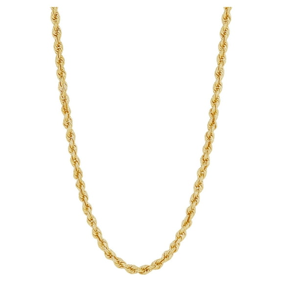 Brilliance Fine Jewelry Sterling Silver 1/20 10K Yellow Gold 3.30MM Hollow Rope Necklace, 18"
