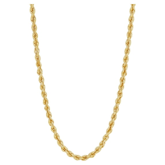 Brilliance Fine Jewelry Sterling Silver 1/20 10K Yellow Gold 3.30MM Hollow Rope Necklace, 20"