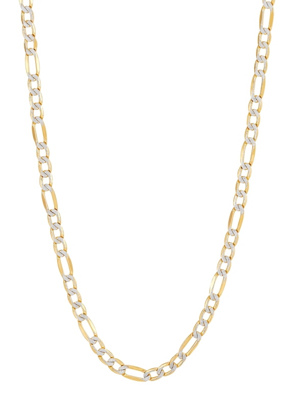 Sterling Silver 1/20 10K Yellow Gold 3.40MM Hollow Figaro Necklace, 20"