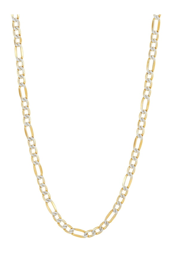 Sterling Silver 1/20 10K Yellow Gold 3.40MM Hollow Figaro Necklace, 20"