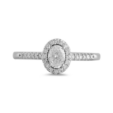 Brilliance Fine Jewelry Sterling Silver 1/2ct Oval Lab Grown Diamond Engagement Ring