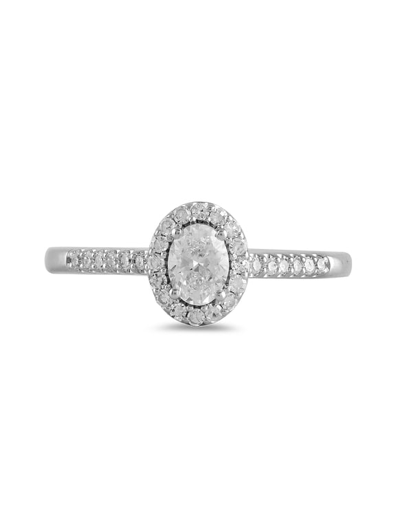 Sterling Silver 1/2ct Oval Lab Grown Diamond Engagement Ring