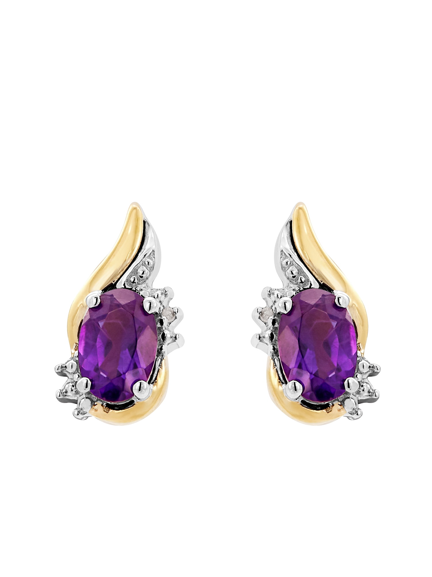 Amethyst Crystal Earrings with Accent Beads, Hypo-Allergenic Earring W