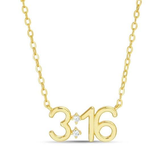 Brilliance Fine Jewelry Sterling Silver 14K Gold-Plated Bible Verse John 3:16 16"+2" Necklace