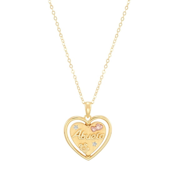 Brilliance Fine Jewelry Sterling Silver 14KT Gold Plated Spinning "Abuela" Heart Pendant Necklace, 20"