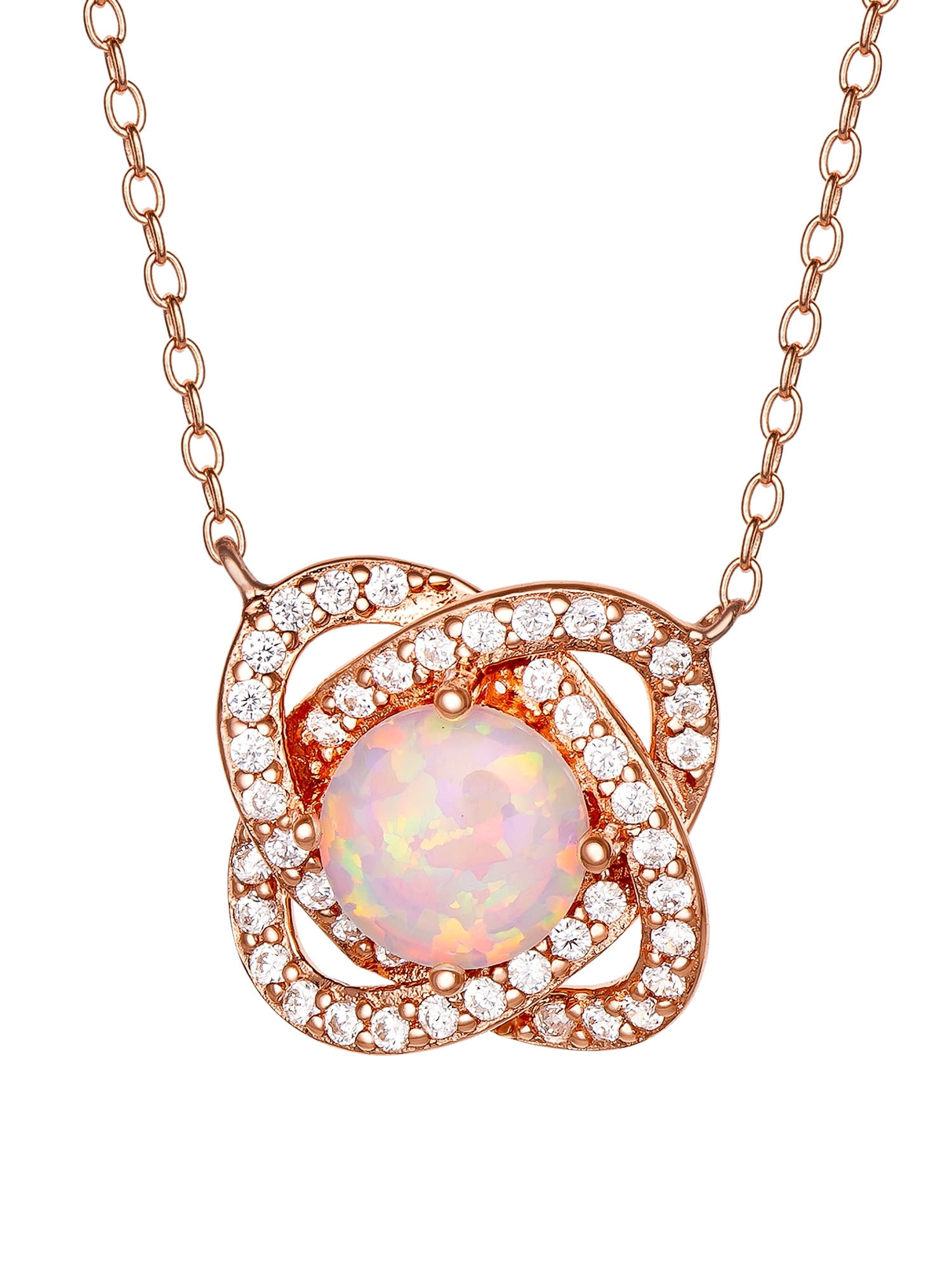 Brilliance Fine Jewelry Sterling Silver 14kt Gold Plated Cubic Zirconia and Created Opal