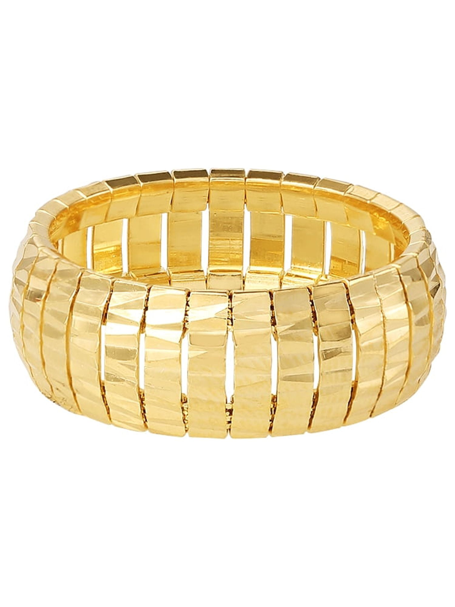 Brilliance Fine Jewelry Women's Sterling Silver 14kt Gold Plated Diamond Cut Everyday Ring, Size 8